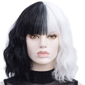Two-Tone Black & White Cruella Devil 100 Dalmatians Wig